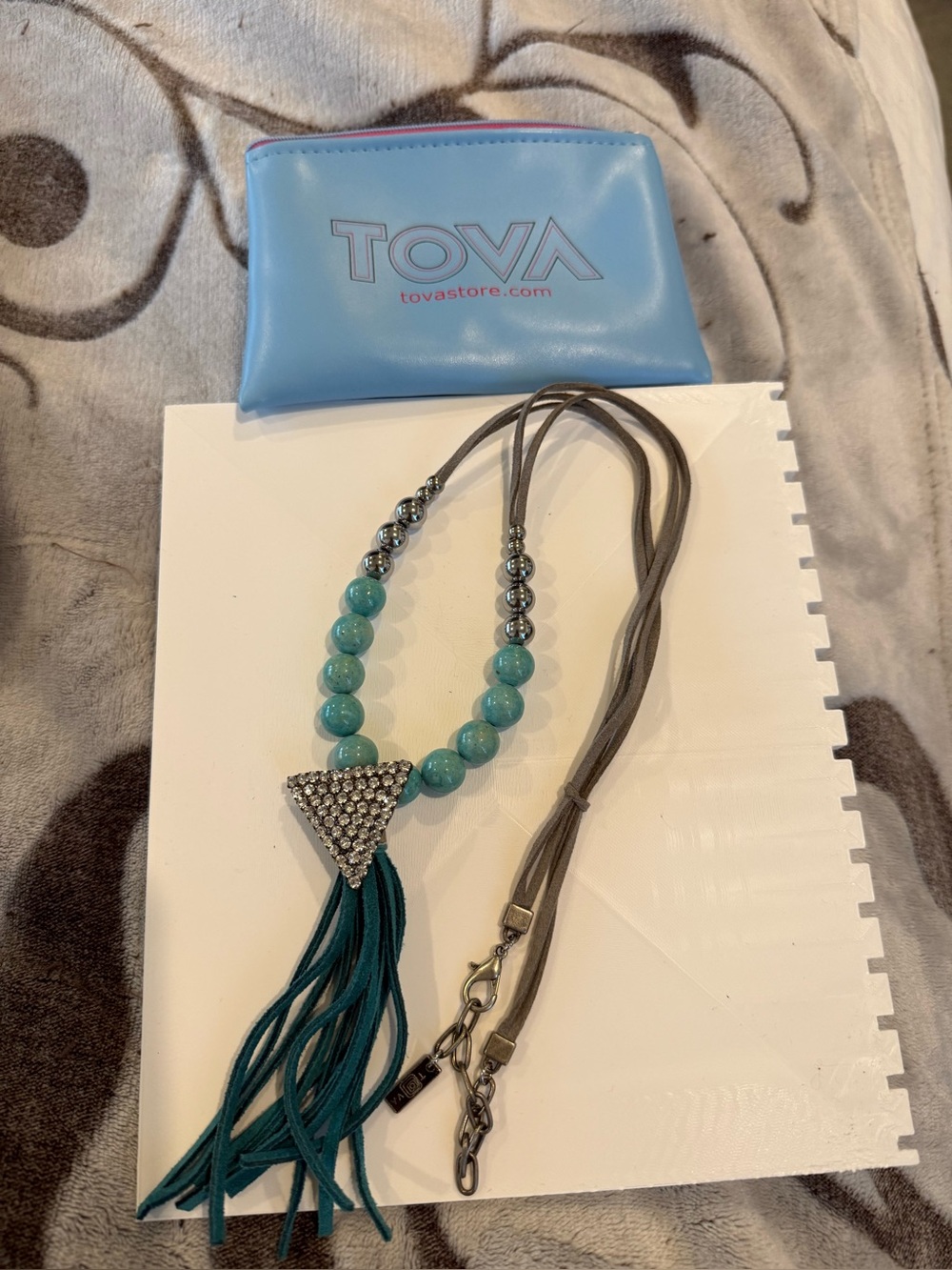 NEW TOVA statement necklace featuring turquoise beads with a Southwestern vibe!